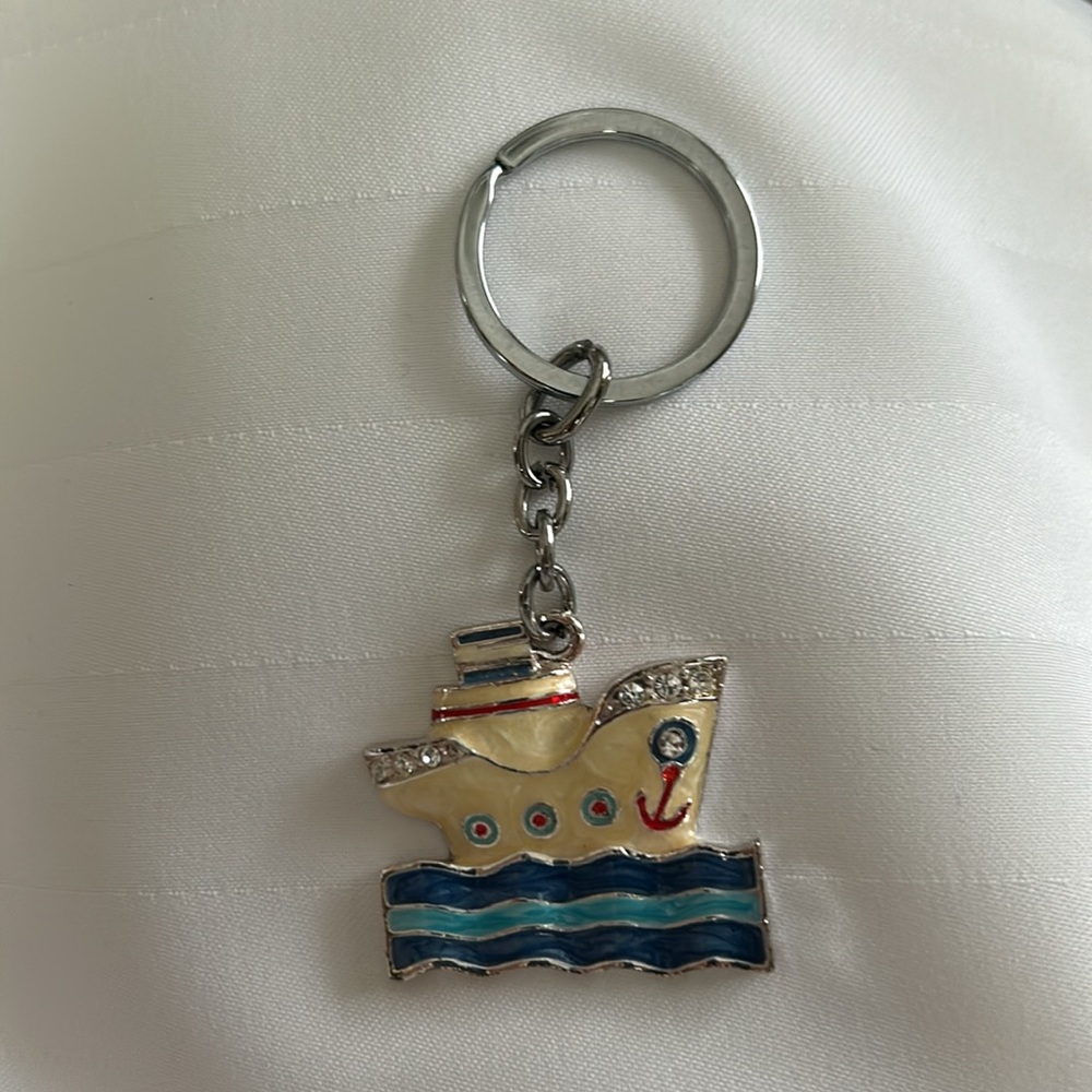 Rhinestone Bling Cruise Ship Keychain or Purse Charm